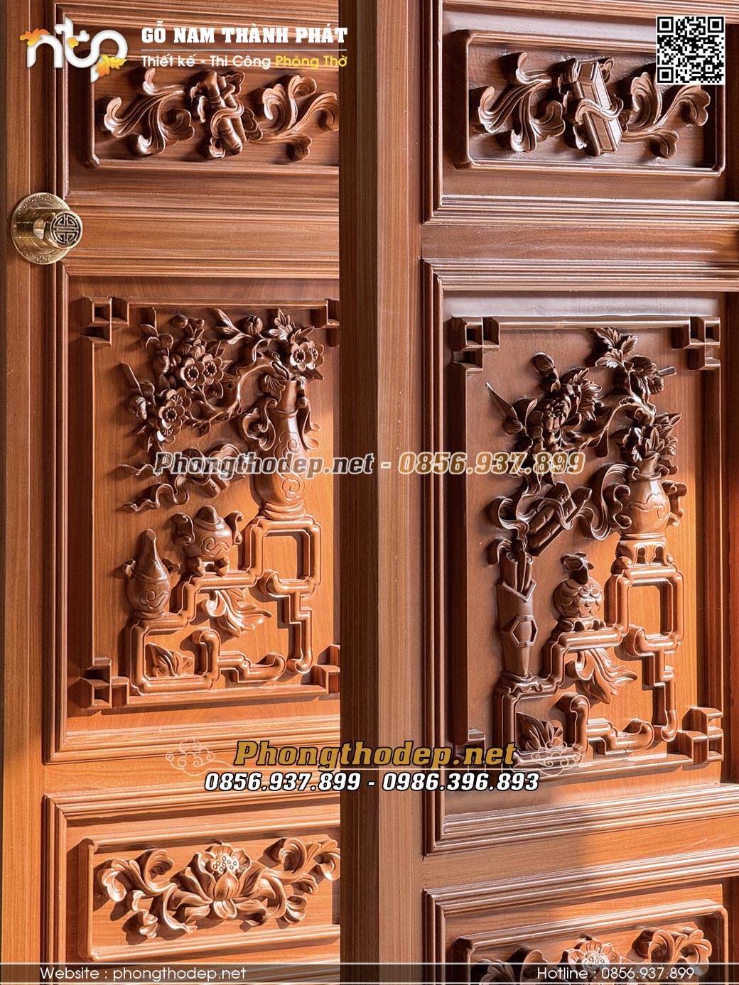 Chi tiết hoa văn trên cửa bức bàn đục chạm kênh bong